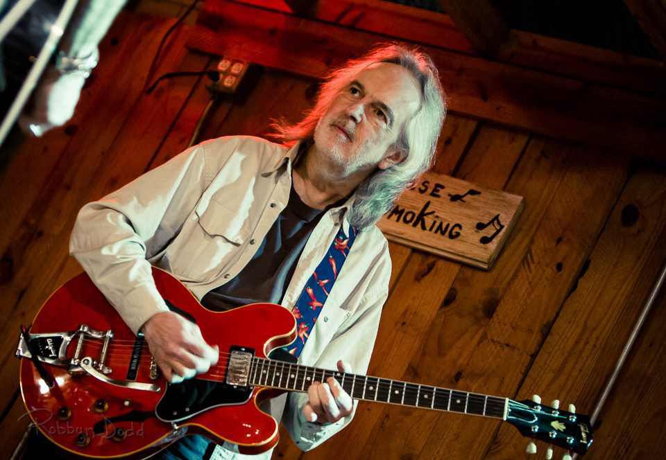 Gurf Morlix with red Gretsch guitar